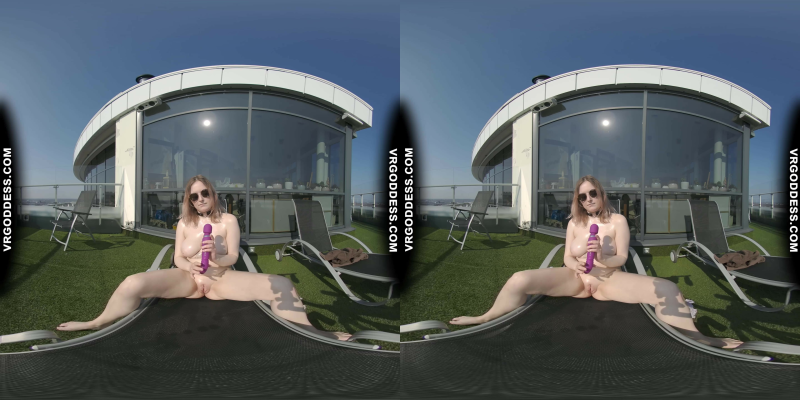 Diana Rooftop Masturbating While Sunbathing Oiling Her Huge Double D Tits Then Hitachi Orgasm - Image 6