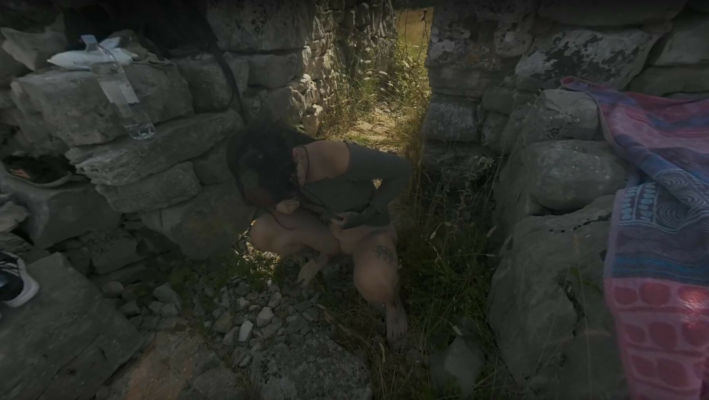 Hot Tattoo Model Brille Masturbating With Dildo And Hitachi Vibrator In Ancient Ruins Risky Public - Image 2