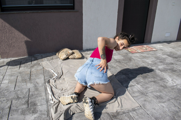 Risky Masturbation In Front Of My House - Outdoor Pussy Fingering - Image 2