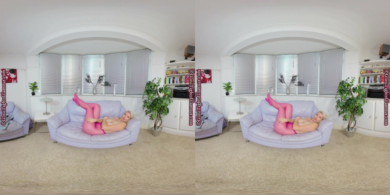 Nicky Phillips Grey Dress With Pink Glossy Legwear - Image 10