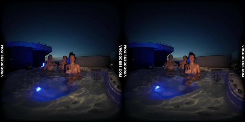 Three Of The Hottest Models Late Night Lesbians Playing In Rooftop Jacuzzi Lea Rebeka Ruby Melonie - Image 2