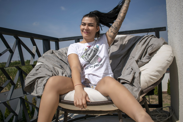 Cute Girl Jerks Off On The Balcony Where Neighbours Can See - Image 1